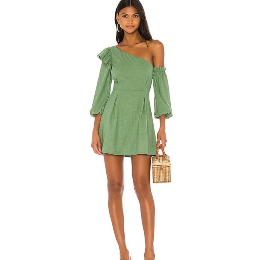 Majorelle Jenni Green One Shoulder Dress XS Revolve